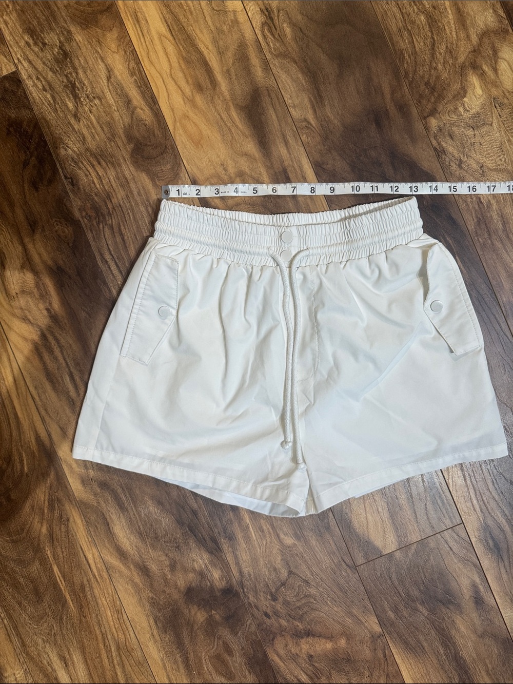 Papermoon White Elastic Drawstring Athletic Shorts